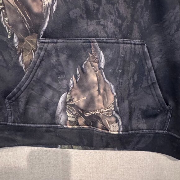 Mossy Oak Youth Large Camo Hoodie Hunting Sweatshirt Neon Lined with Pockets - Picture 6 of 7